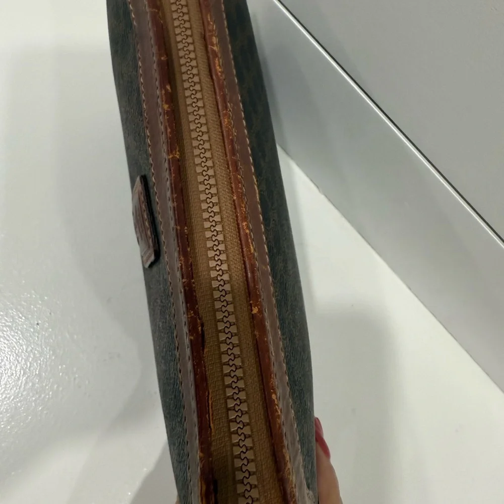 Celine Clutch Bag Purse Macadam PVC Brown Authentic - Picture 6 of 12